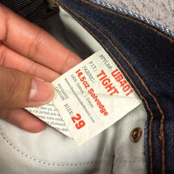 Unbranded Brand Selvedge Jeans 29x29 UB401 Tight Fit Raw Indigo Denim Honeycomb - Picture 7 of 11
